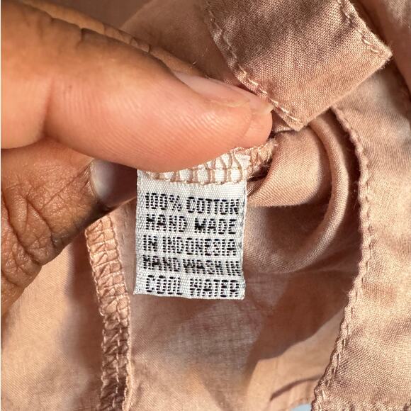 MYSAYANG Handmade 100% Cotton Button Front Blouse One Size Tan - Picture 6 of 8